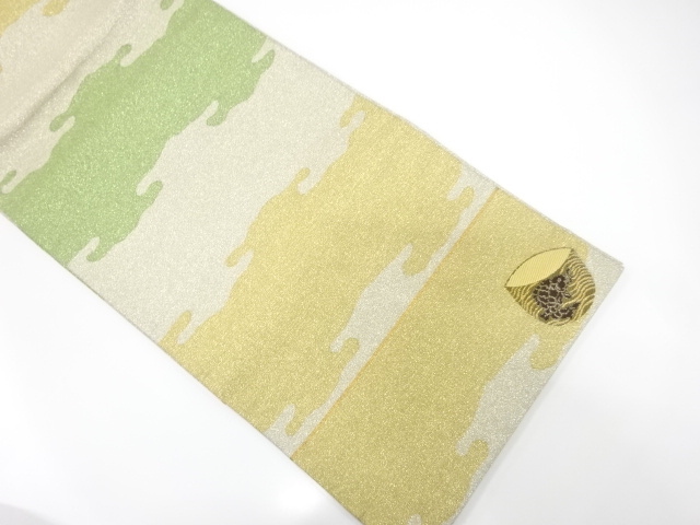 霞に茶碗模様織り出し　袋帯